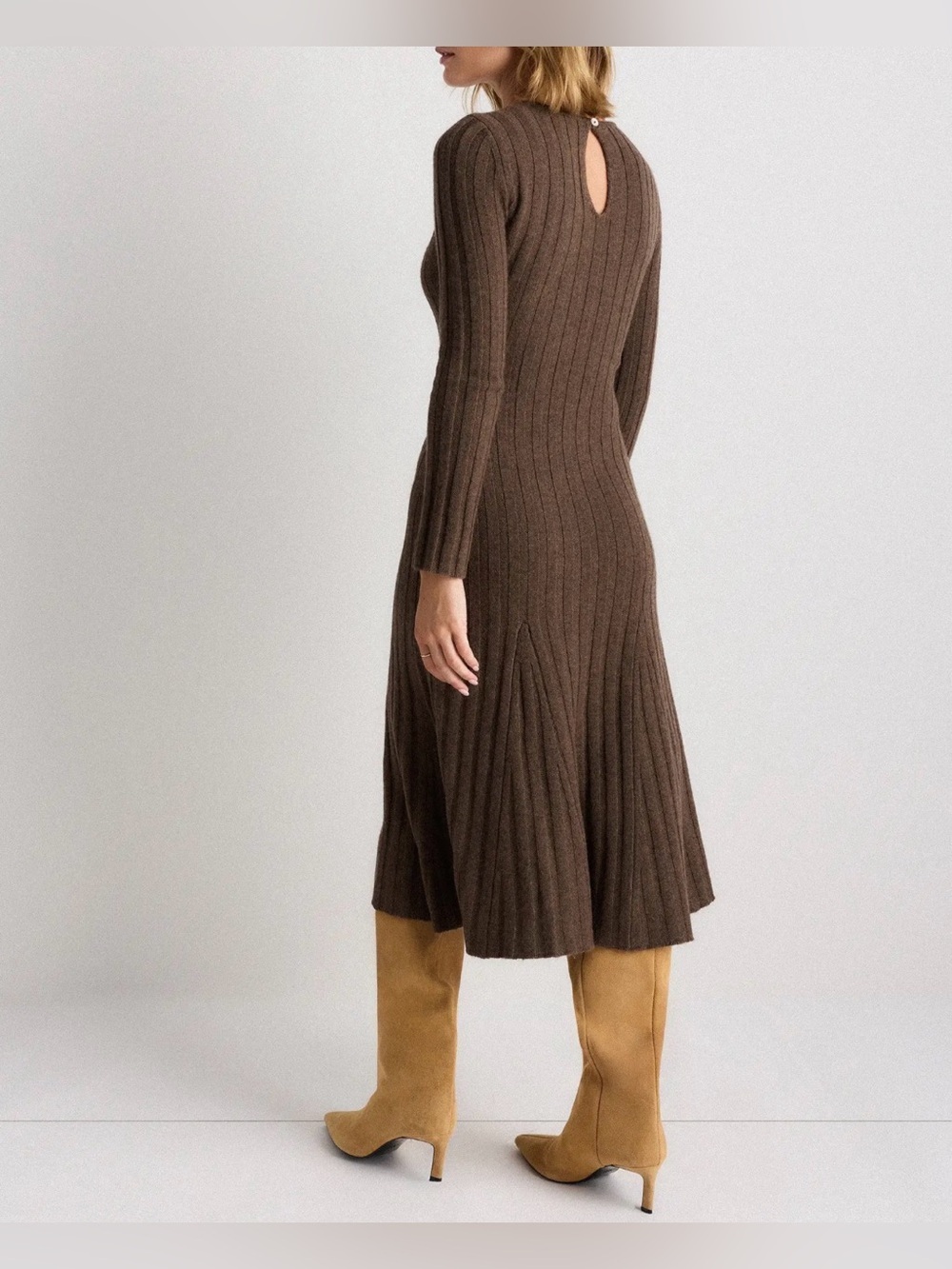 Quince Mongolian Cashmere Wide Rib Midi Dress Size Small - Picture 8 of 8